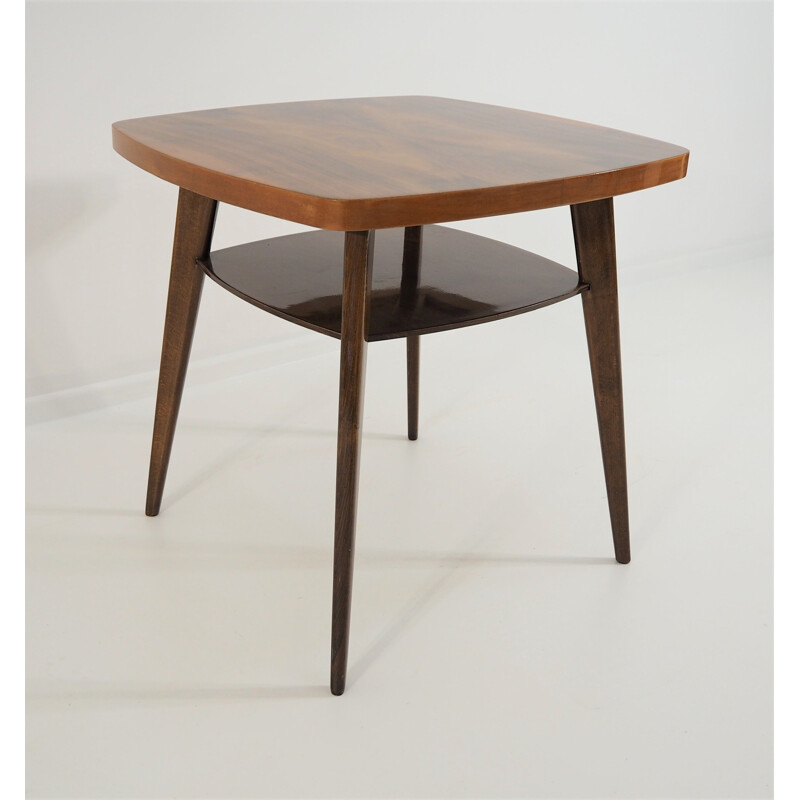 Table d'appoint vintage en noyer, Tchécoslovaquie, 1970