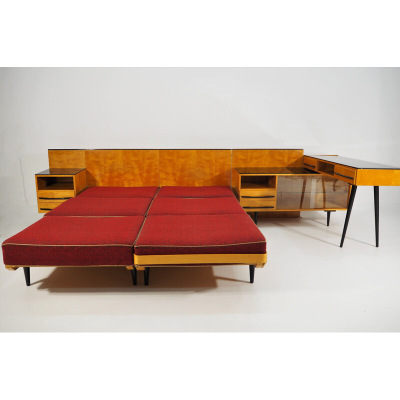 Vintage Bed and Desk Set by Jindřich Halabala for UP Závody, 1960s