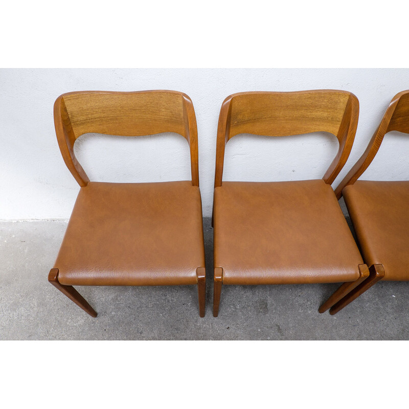 Set of 4 vintage Danish teak Model 71 dining chairs by Niels Otto Møller for J.L. Møllers, 1970s