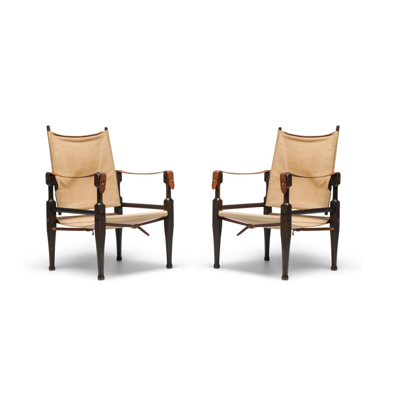 Paar vintage Safari stoelen van Kaare Klint voor Rud Rasmussen, 1960