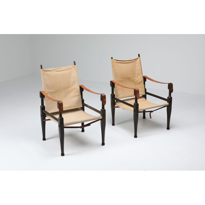 Paar vintage Safari stoelen van Kaare Klint voor Rud Rasmussen, 1960