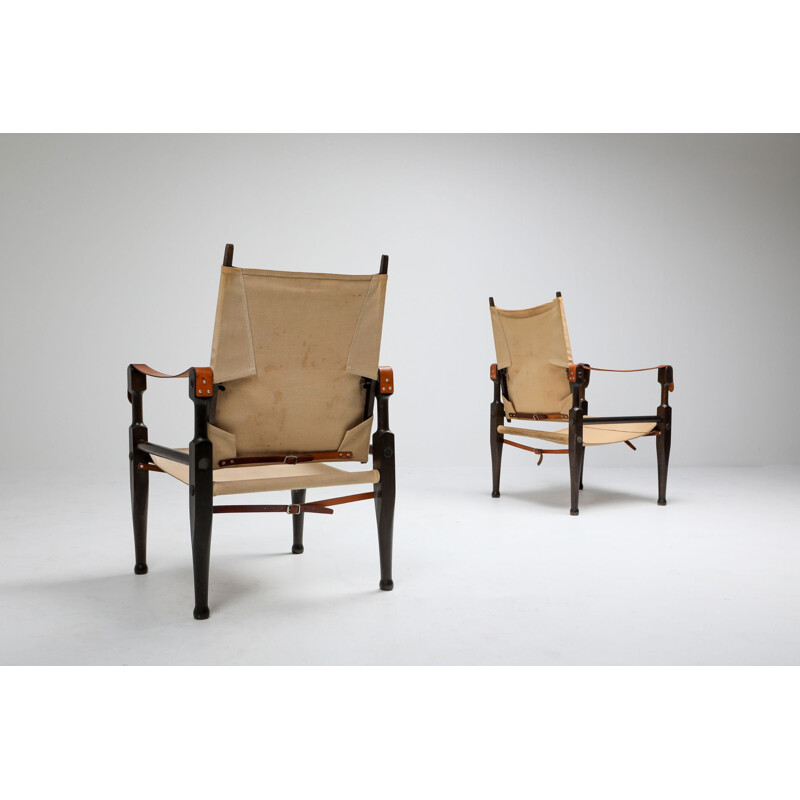 Paar Vintage-Safari-Stühle von Kaare Klint für Rud Rasmussen, 1960