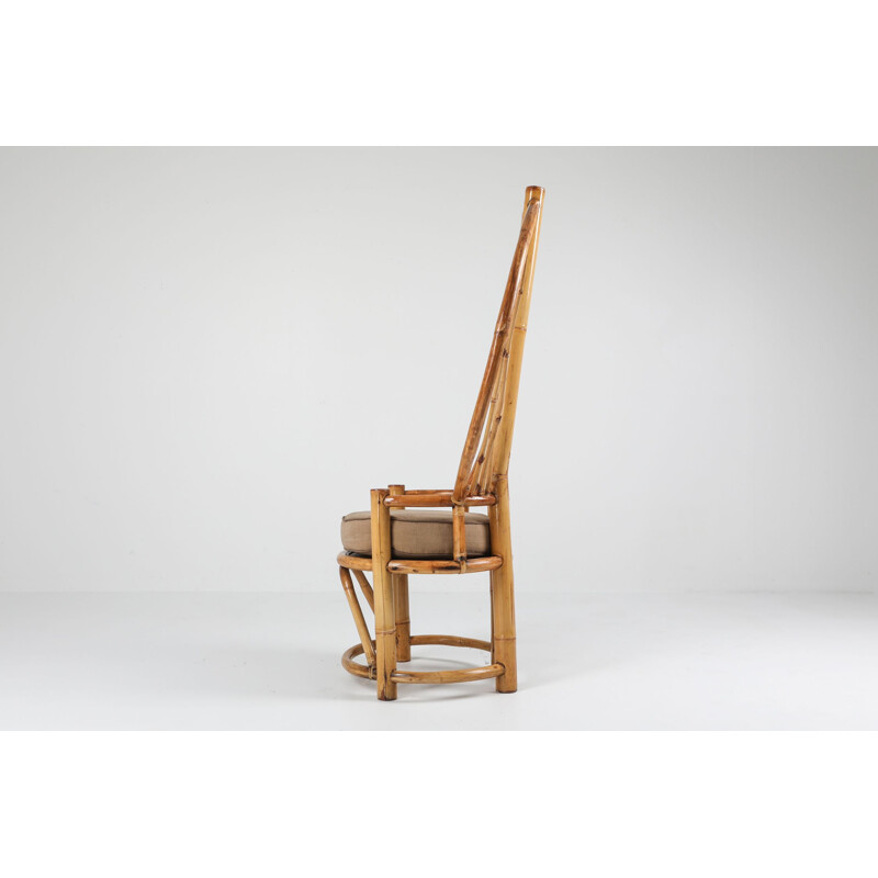Paire de chaises vintage en bambou en forme de paon, 1970