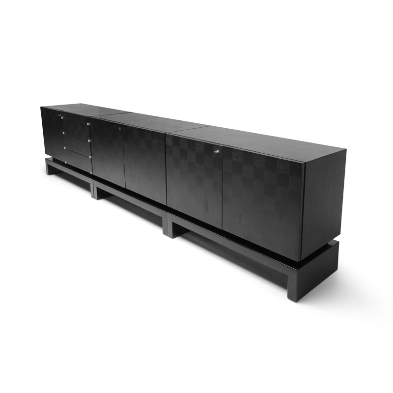 Vintage black sectional Credenza by De Coene, 1970s