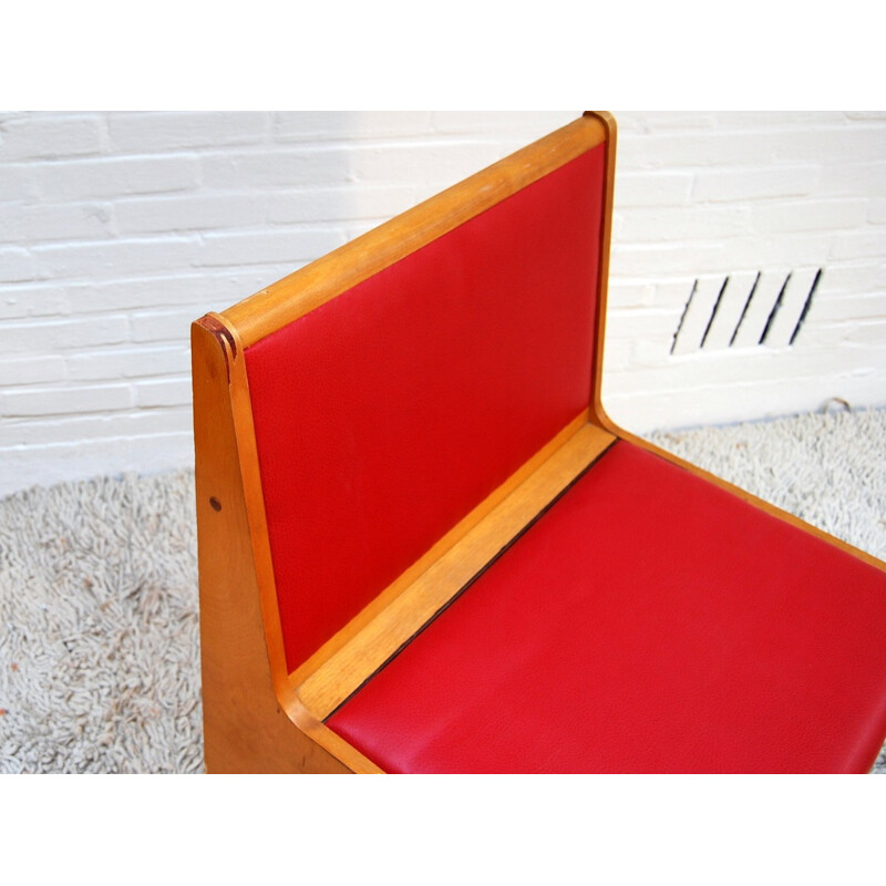 Chaise vintage en skaï rouge - 1930