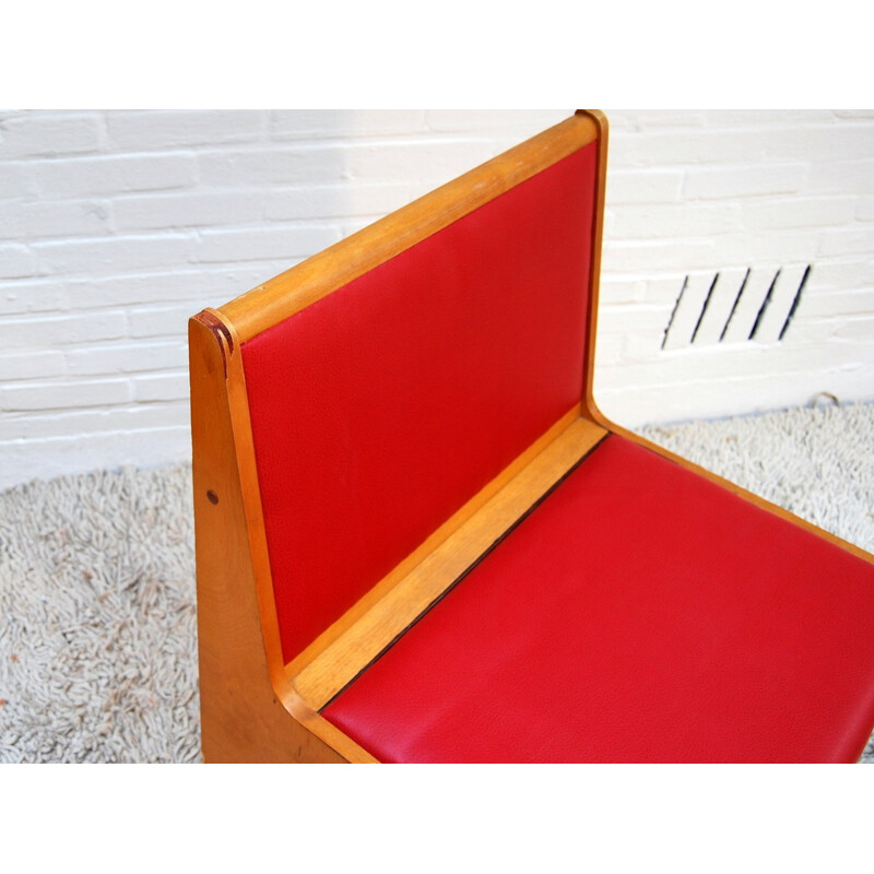 Mid century modern chair in red leatherette - 1930s 