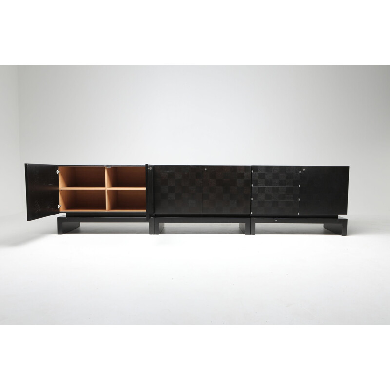 Enfilade vintage sectionnelle noire par De Coene, 1970