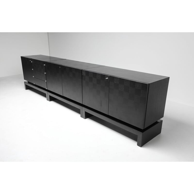 Vintage black sectional Credenza by De Coene, 1970s