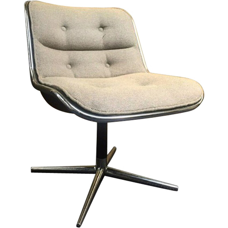 Vintage armchair in aluminum and fabric, Charles POLLOCK - 1960s