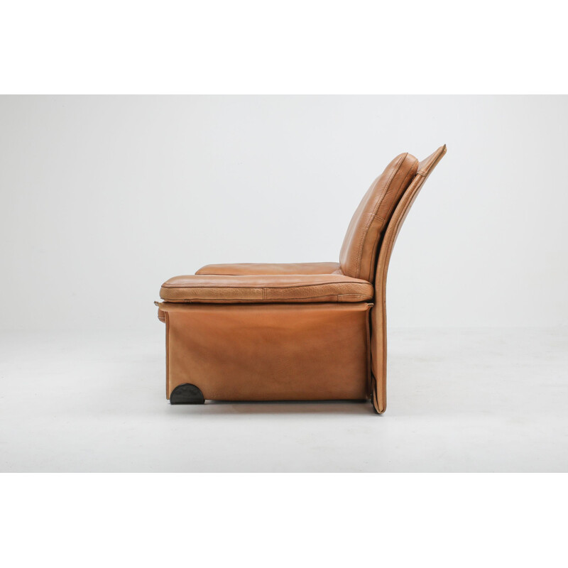 Paire de fauteuils vintage en cuir camel par Titiana Ammannati et Giampiero Vitelli pour Brunati, 1970