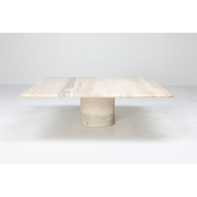 Vintage travertine coffee table by Angelo Mangiarotti, 1970s