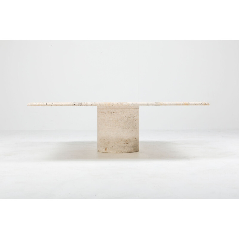 Vintage travertine coffee table by Angelo Mangiarotti, 1970s