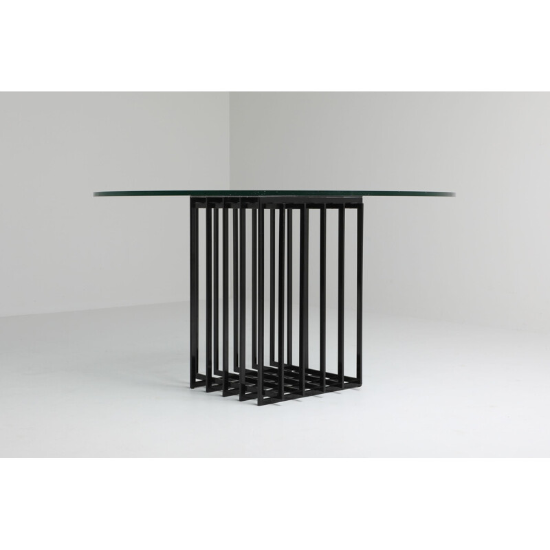 Vintage sculptural table in Glass And Metal 1960