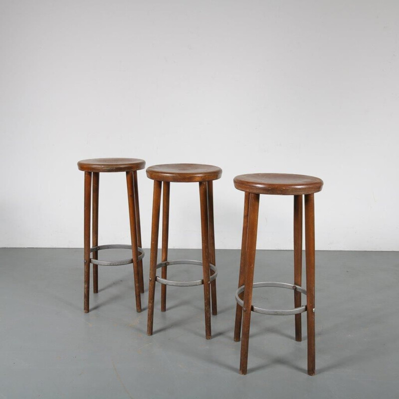 Vintage wooden bar stool, 1950s