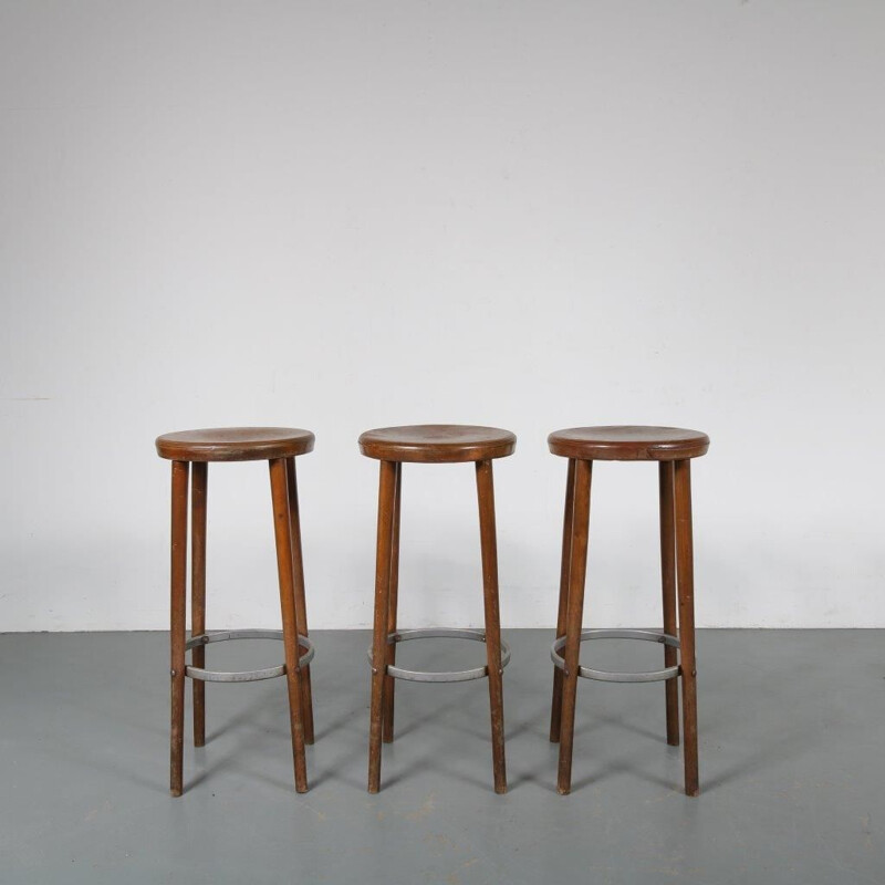 Vintage wooden bar stool, 1950s