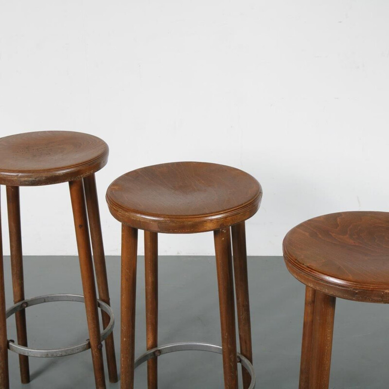 Vintage wooden bar stool, 1950s