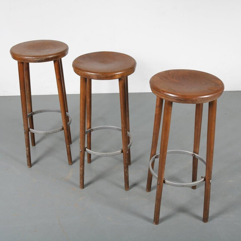 Vintage wooden bar stool, 1950s