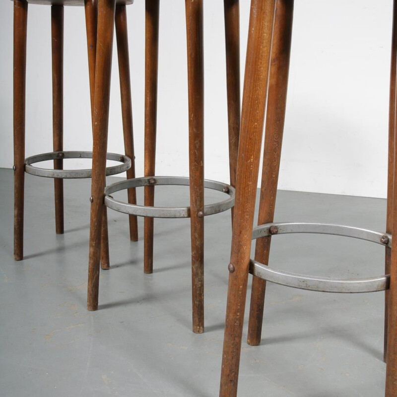 Vintage wooden bar stool, 1950s