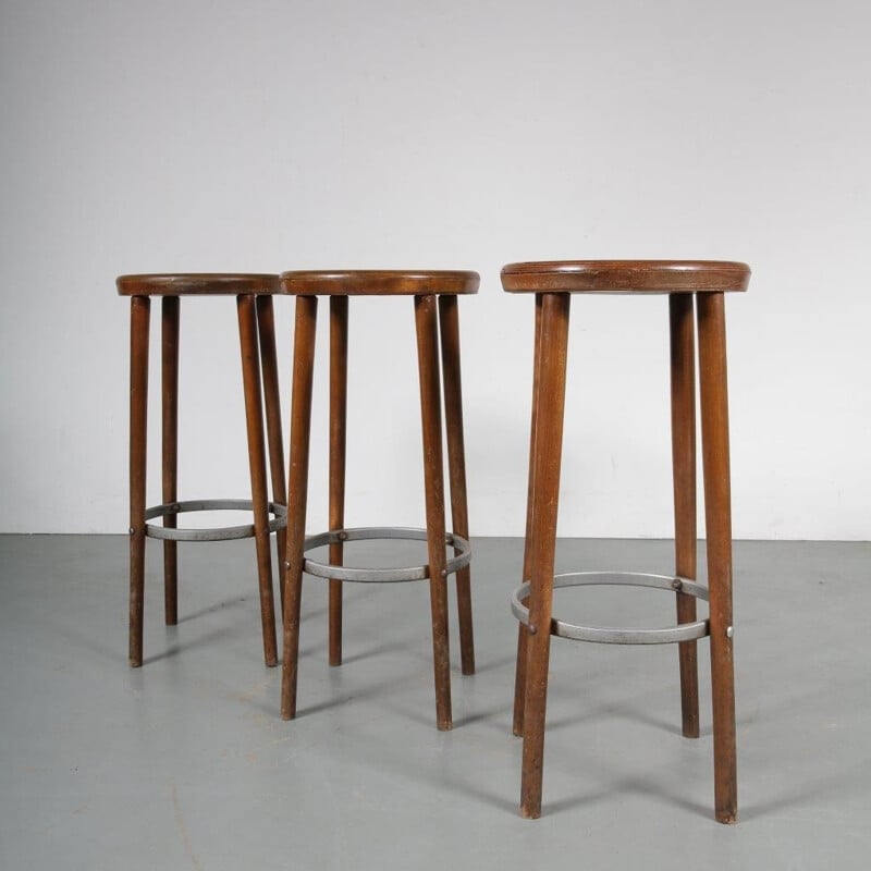 Vintage wooden bar stool, 1950s