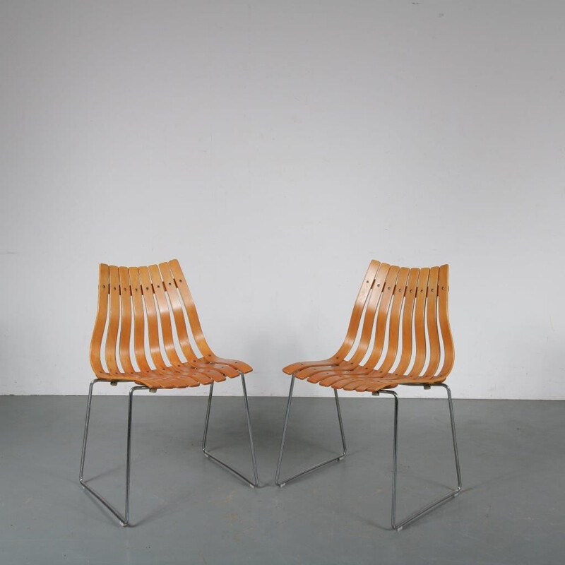 Vintage stacking chair designed by Hans Brattrud, manufactured by Hove in Norway 1960
