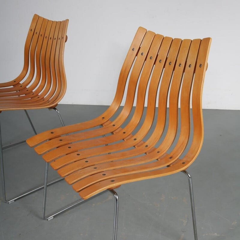 Vintage stacking chair designed by Hans Brattrud, manufactured by Hove in Norway 1960