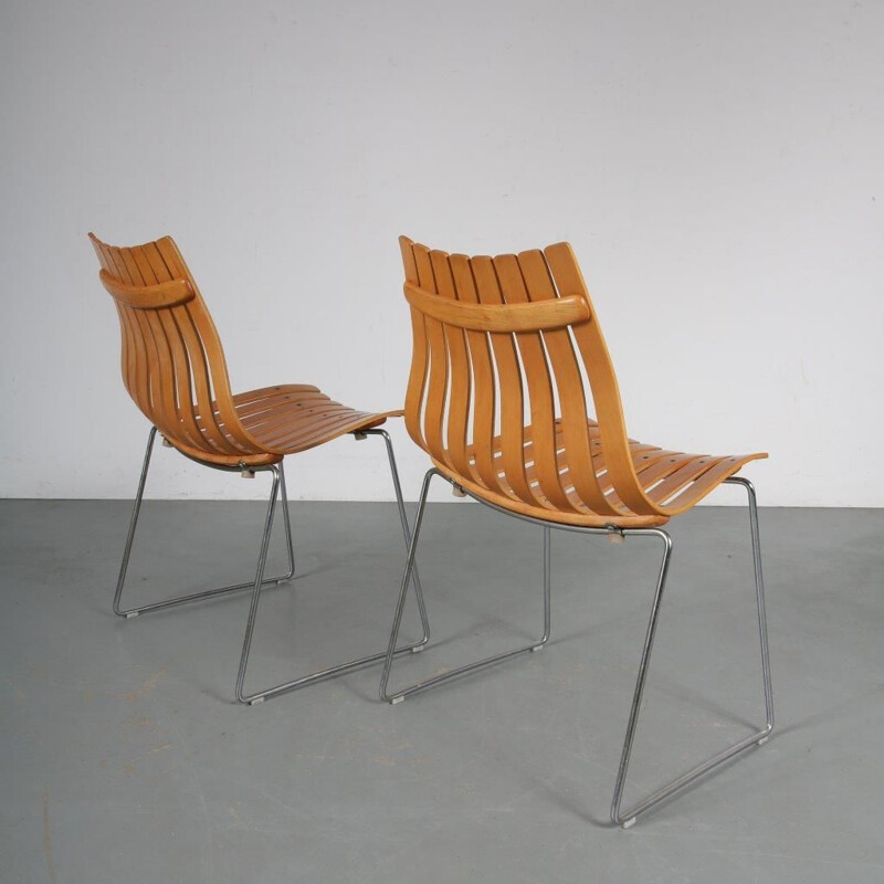 Vintage stacking chair designed by Hans Brattrud, manufactured by Hove in Norway 1960