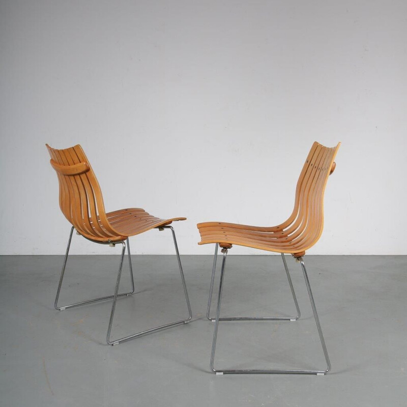 Vintage stacking chair designed by Hans Brattrud, manufactured by Hove in Norway 1960