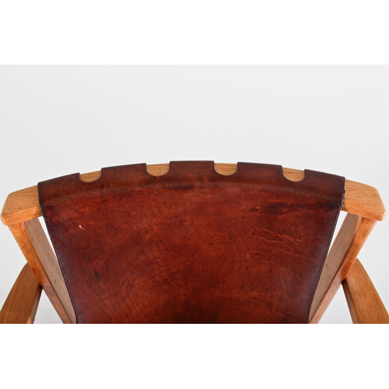 Vintage Trienna chair in oakwood and leather, Carl Axel ACKING - 1950s