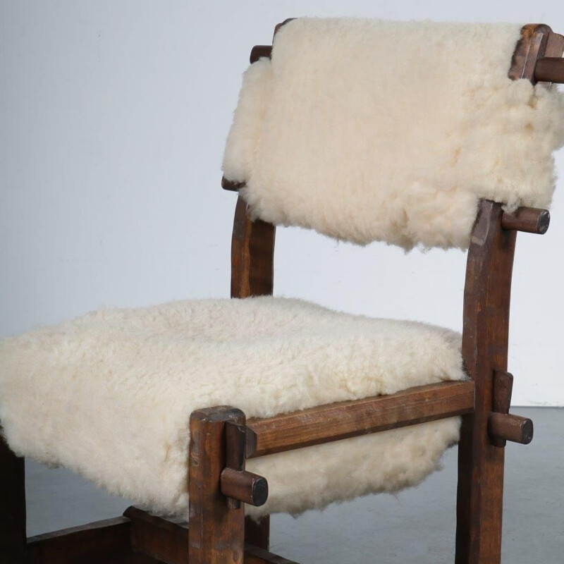 Vintage brutalist chair, manufactured in Scandinavia 1950