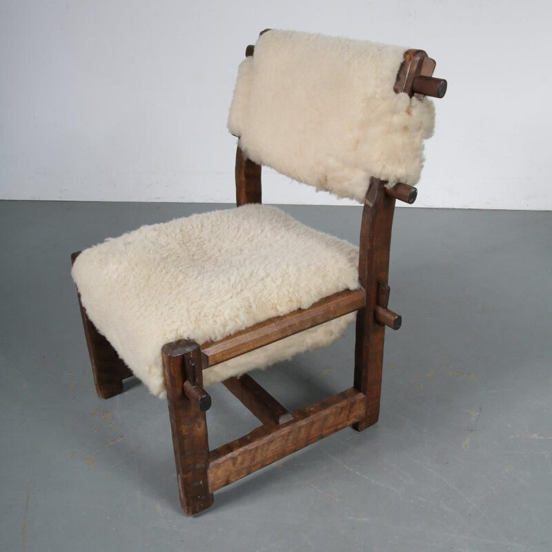 Vintage brutalist chair, manufactured in Scandinavia 1950