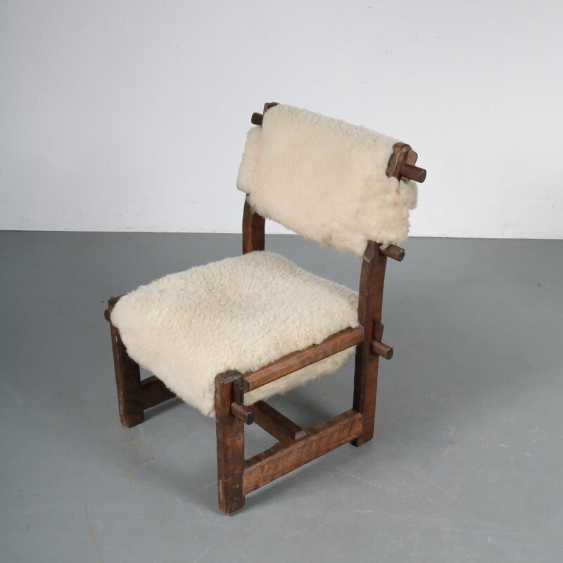 Vintage brutalist chair, manufactured in Scandinavia 1950