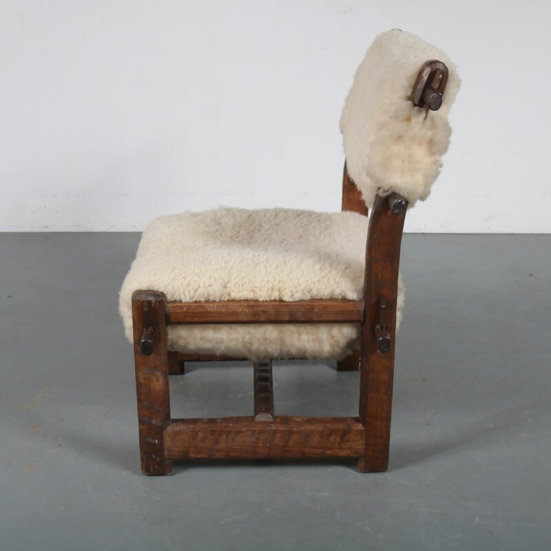 Vintage brutalist chair, manufactured in Scandinavia 1950