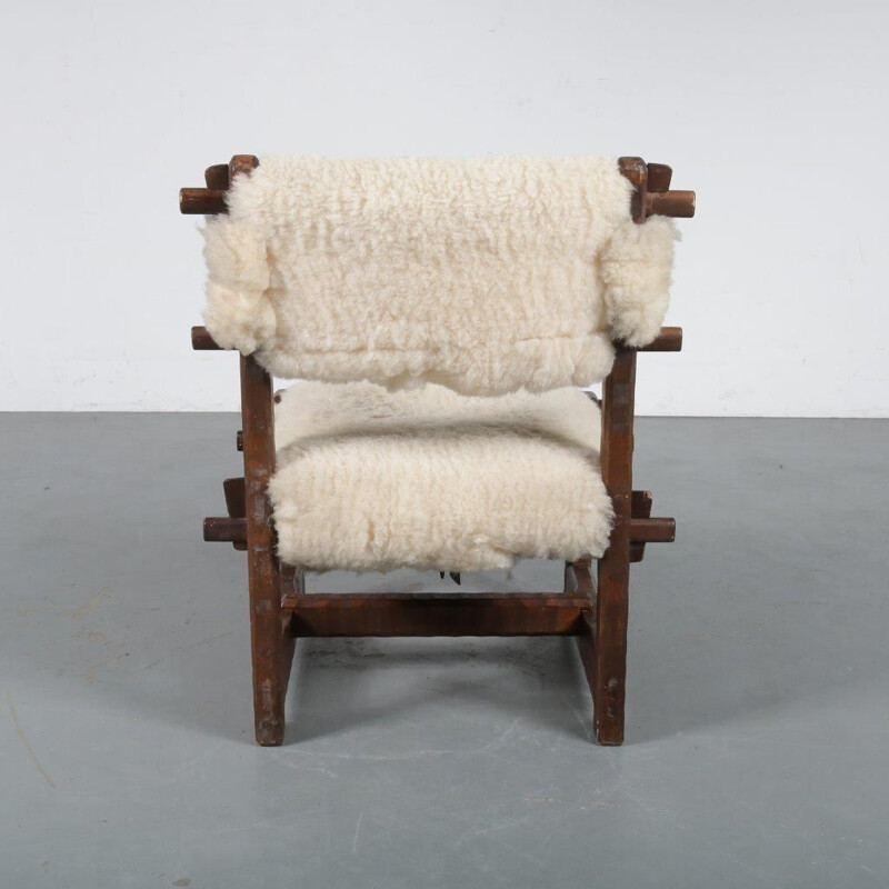 Vintage brutalist chair, manufactured in Scandinavia 1950