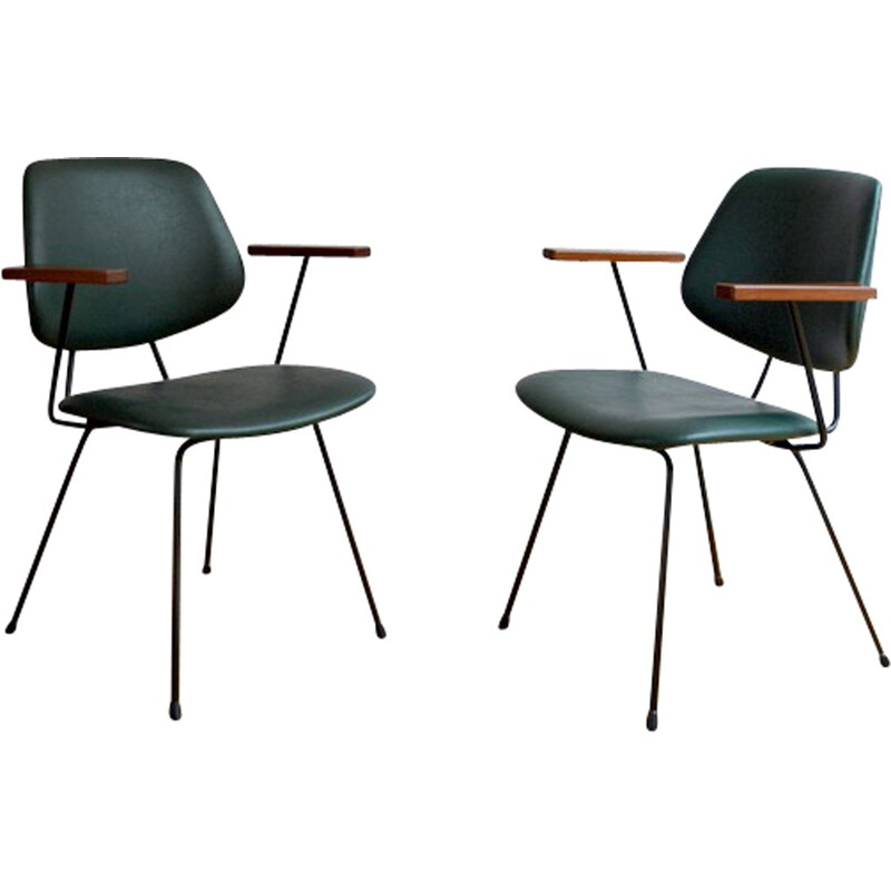 Kembo chairs in metal, wood and skai, Willem H. GISPEN - 1950s