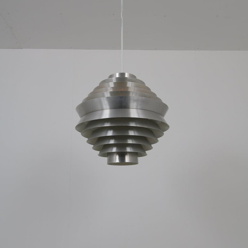 Grande lampe suspendue de chrome vintage fabriquée par Raak aux Pays-Bas 1960