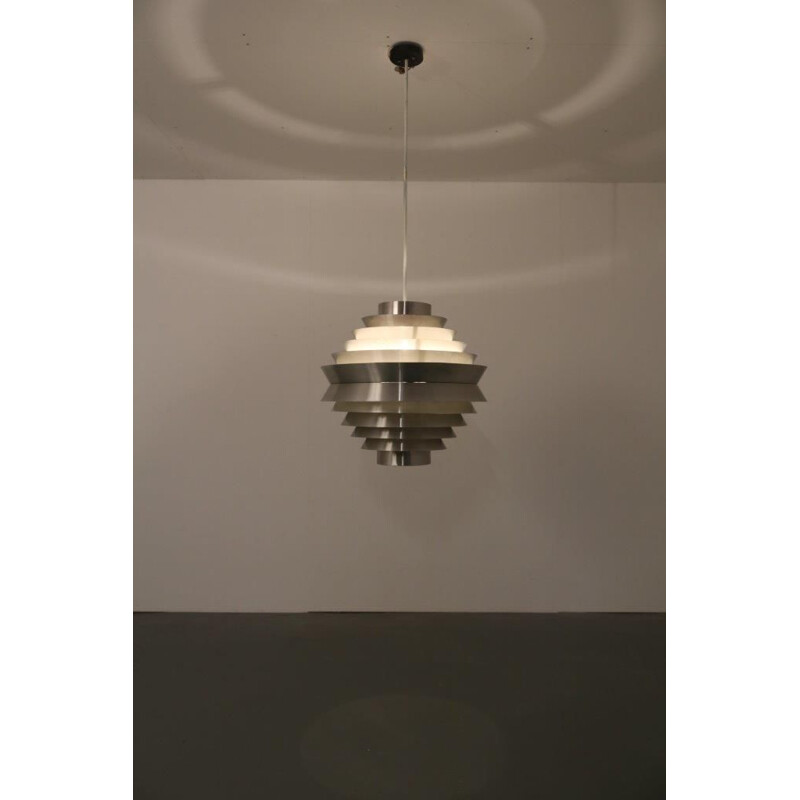 Grande lampe suspendue de chrome vintage fabriquée par Raak aux Pays-Bas 1960