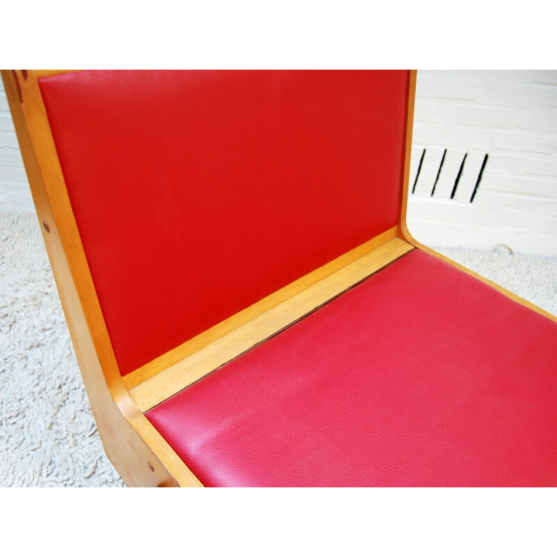 Mid century modern chair in red leatherette - 1930s 