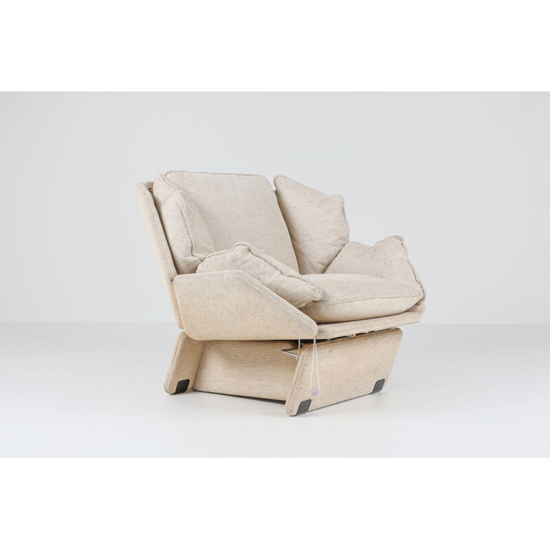 Paire de fauteuils de salon vintage en laine crème 1970