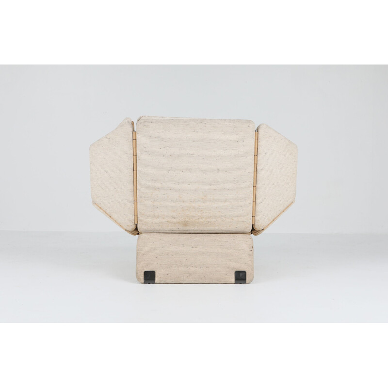 Pair of vintage lounge Chairs In Cream Wool 1970