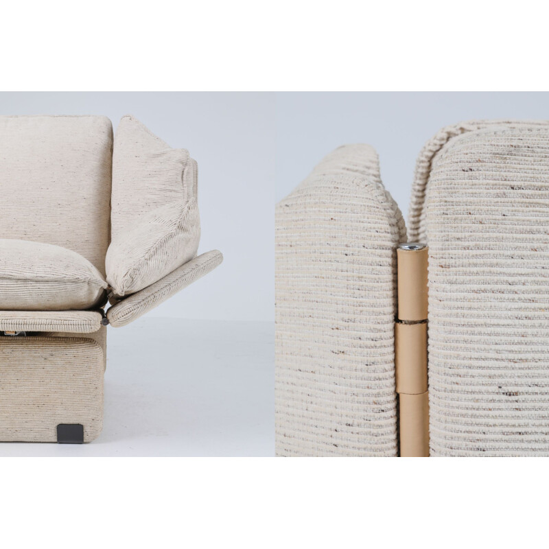 Pair of vintage lounge Chairs In Cream Wool 1970