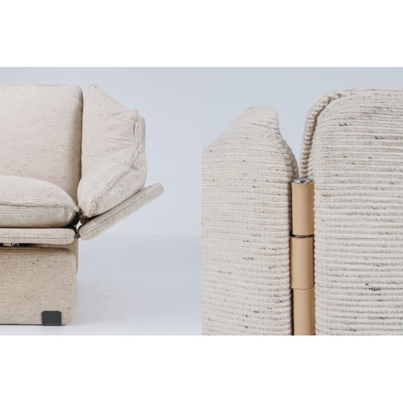 Paire de fauteuils de salon vintage en laine crème 1970