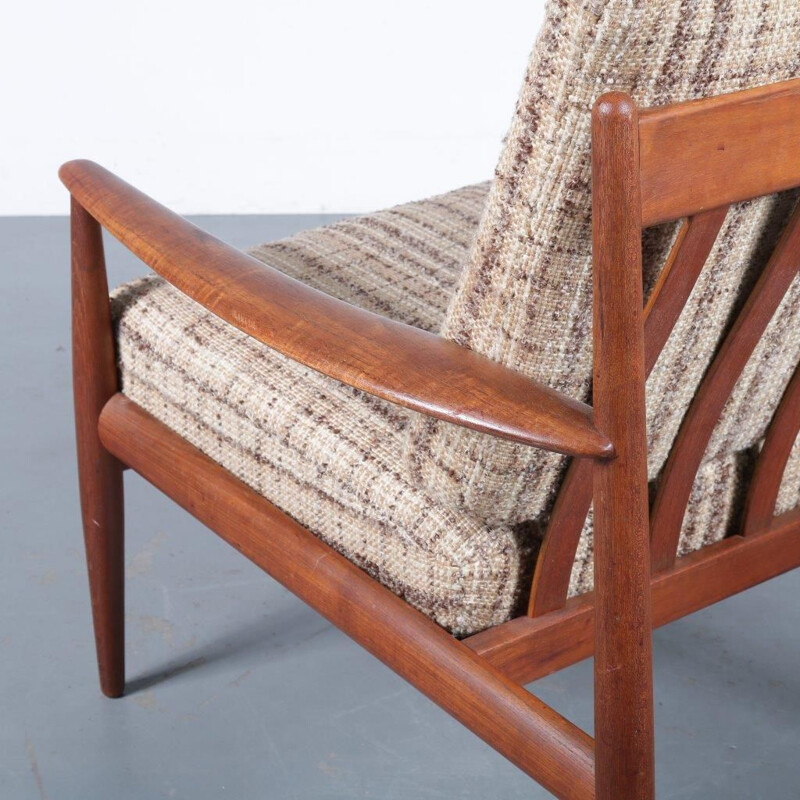 Liegestuhl entworfen von Grete Jalk, hergestellt von Frankreich und Daverkosen in Dänemark 1950