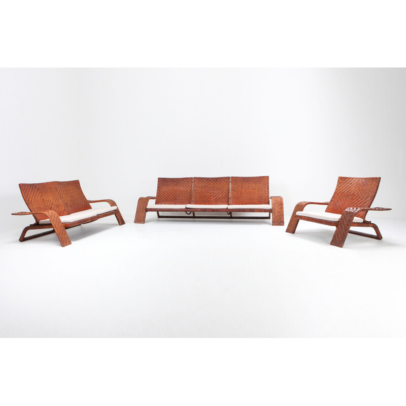 Vintage leather 2-Seater Couch Marzio Cecchi 1970