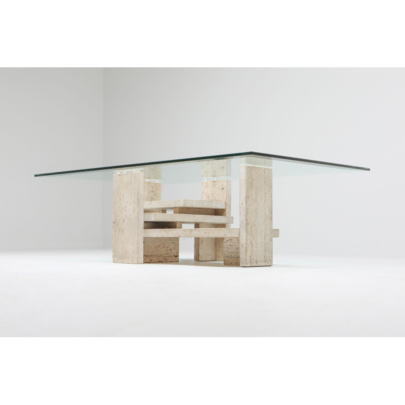 Vintage travertine Postmodern Coffee Table 1970