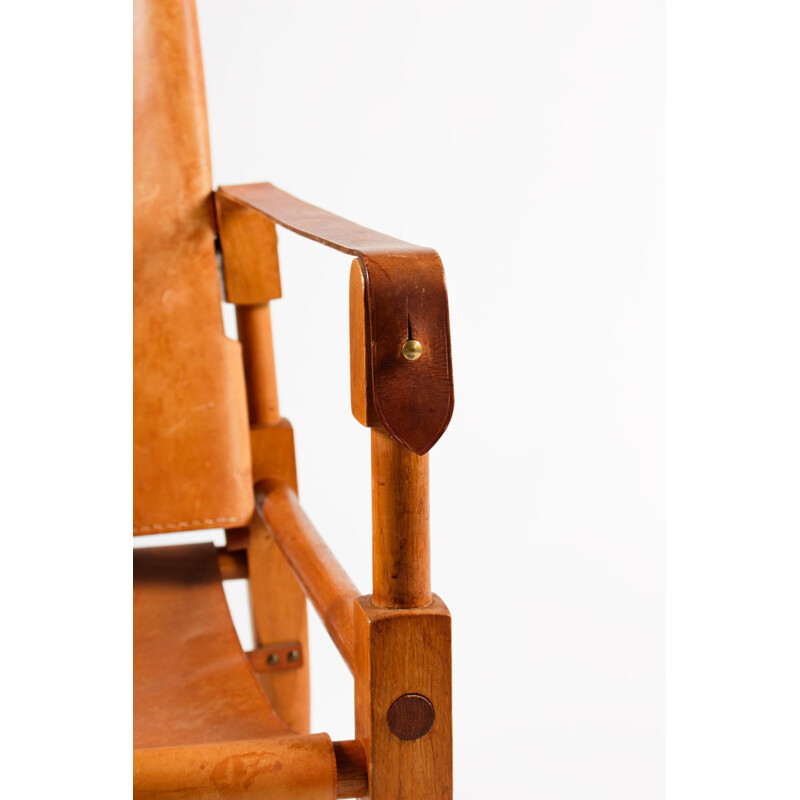 Pair of Safari chairs in wood and leather, Wilhelm KIENZLE - 1950s