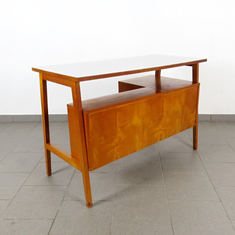 Vintage wooden and white desk, 1960s