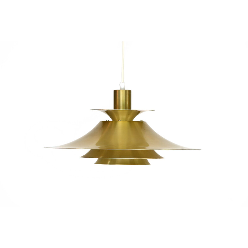 Vintage brass colored aluminium pendant light Typ 1033-P by Benny Frandsen for Frandsen AS, Denmark, 1970s