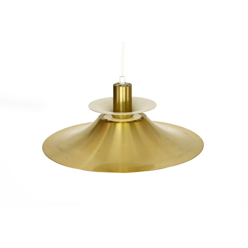 Vintage brass colored aluminium pendant light Typ 1033-P by Benny Frandsen for Frandsen AS, Denmark, 1970s