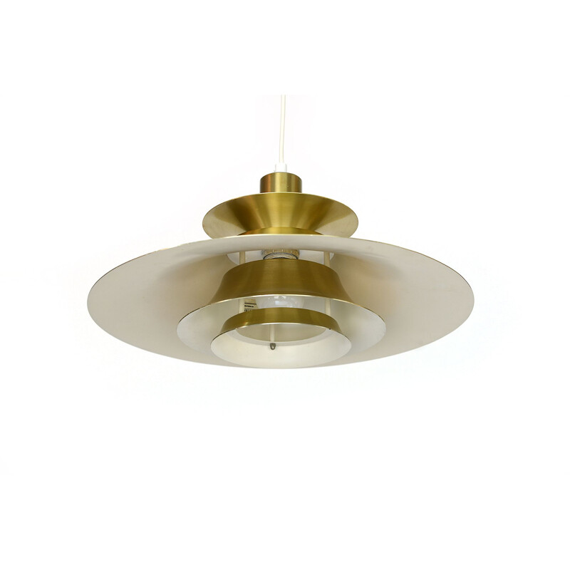 Vintage brass colored aluminium pendant light Typ 1033-P by Benny Frandsen for Frandsen AS, Denmark, 1970s