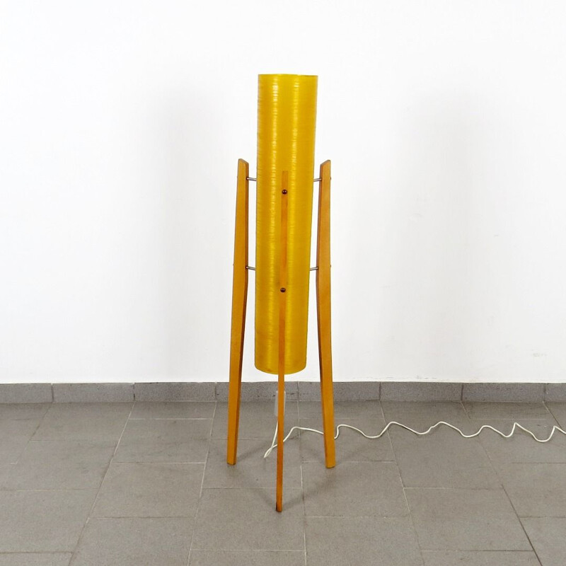 Lampadaire vintage jaune par Josef Hurka, 1960